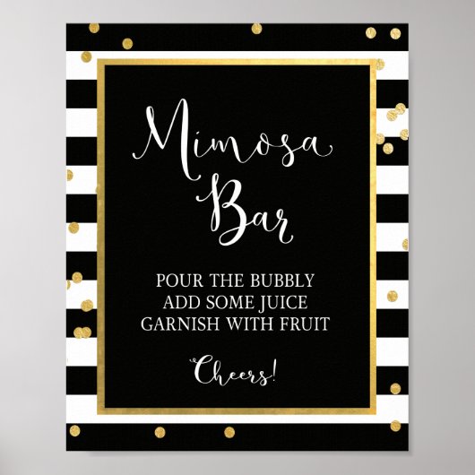 Mimosa Bar Zwart & Goud Bord Poster (Voorkant)