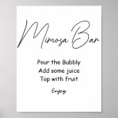 Mimosa Bar Zwart Wit Huwelijksbord Poster (Voorkant)