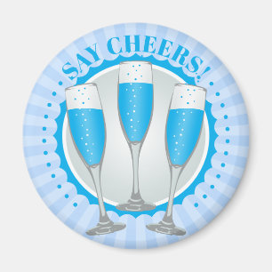 Mimosa Blauwe Champagne Glazen Magneet