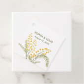 Mimosa bloemen romantische bruiloft bedankjes labels (In situ)