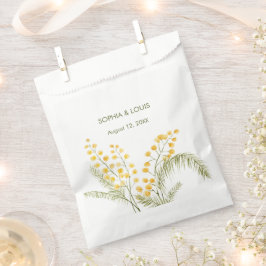 Mimosa bloemen romantische bruiloft bedankzakje