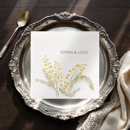 Mimosa bloemen romantische bruiloft papieren serve servet