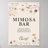 Mimosa Boho Wildflower Bar Wedding Sign Poster (Voorkant)