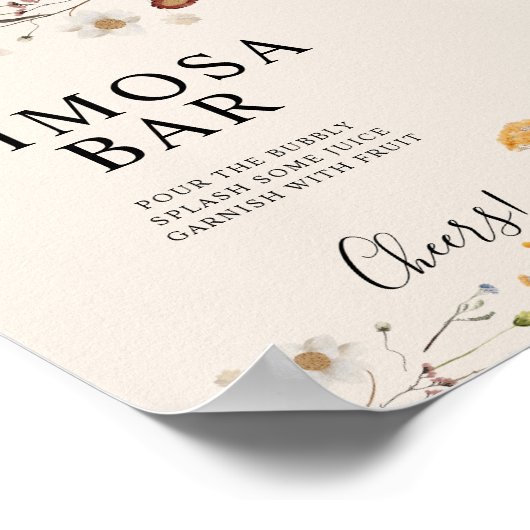 Mimosa Boho Wildflower Bar Wedding Sign Poster (Hoek)