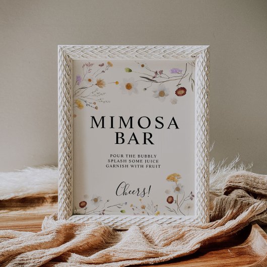 Mimosa Boho Wildflower Bar Wedding Sign Poster
