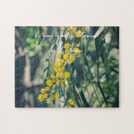 Mimosa-boom met gele bloemen legpuzzel