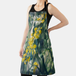 Mimosa-boom met gele bloemen schort
