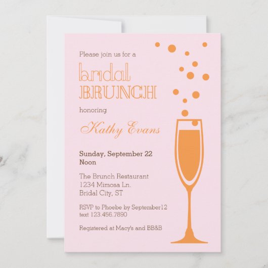 Mimosa Bridal Brunch Bridal Shower Uitnodiging (Voorkant)