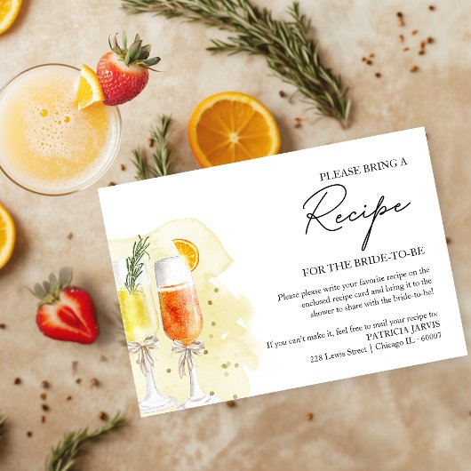 Mimosa Bruidsfeest Recept Verzoek Kaart