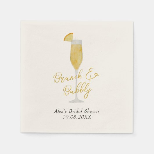 Mimosa Brunch Cocktail Glass Vrijgezellenfeest Servet (Voorkant)