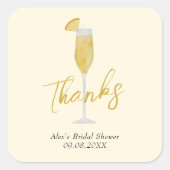 Mimosa Brunch Cocktail Glass Vrijgezellenfeest Vierkante Sticker (Voorkant)