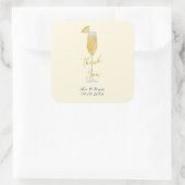 Mimosa Brunch Cocktail Glass Wedding Favor Vierkante Sticker (Tas)
