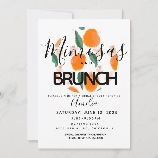 Mimosa Brunch Hand Drawn Bridal Shower Kaart (Voorkant)