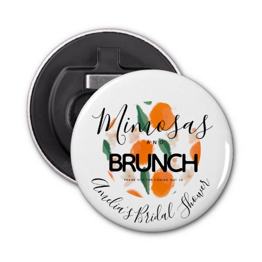 Mimosa Brunch Hand Drawn Vrijgezellenfeest Button Flesopener (Voorkant)