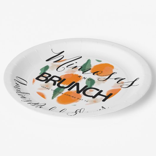 Mimosa Brunch Hand Drawn Vrijgezellenfeest Papieren Bordje (Gekanteld)