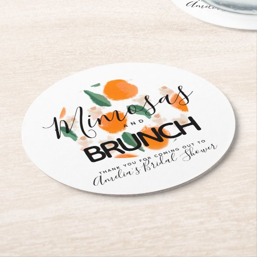 Mimosa Brunch Hand Drawn Vrijgezellenfeest Ronde Kartonnen Onderzetter (Gebogen)