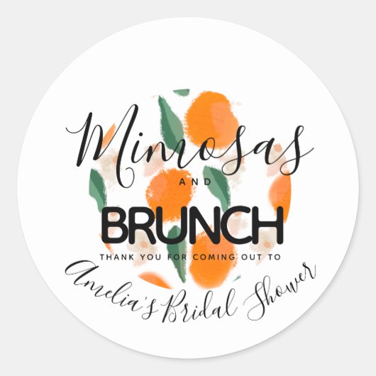 Mimosa Brunch Hand Drawn Vrijgezellenfeest Ronde Sticker (Voorkant)