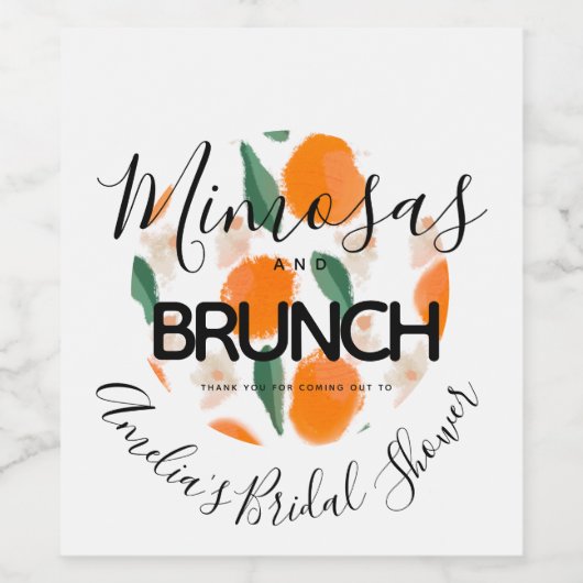 Mimosa Brunch Hand Drawn Vrijgezellenfeest Wijn Etiket (Enkel label)