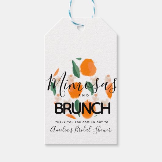 Mimosa Brunch Hand Getekende Bruidsdouche   Cadeaulabel (Voorkant)