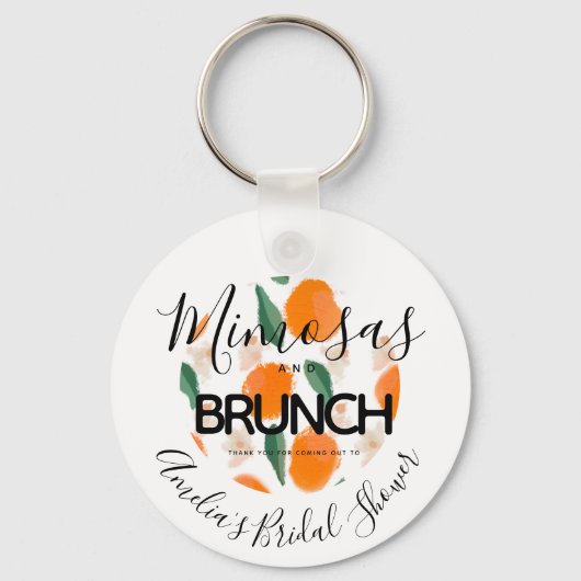 Mimosa Brunch Hand Getekende Bruidsdouche Favor Sleutelhanger (Voorkant)
