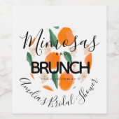 Mimosa Brunch Hand Getekende Bruidsdouche Wijn Etiket (Enkel label)