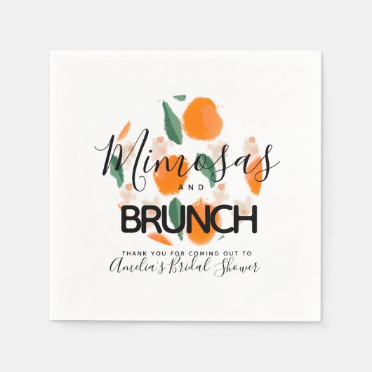 Mimosa Brunch Handgetekende Bruidsdouche    Servet (Voorkant)