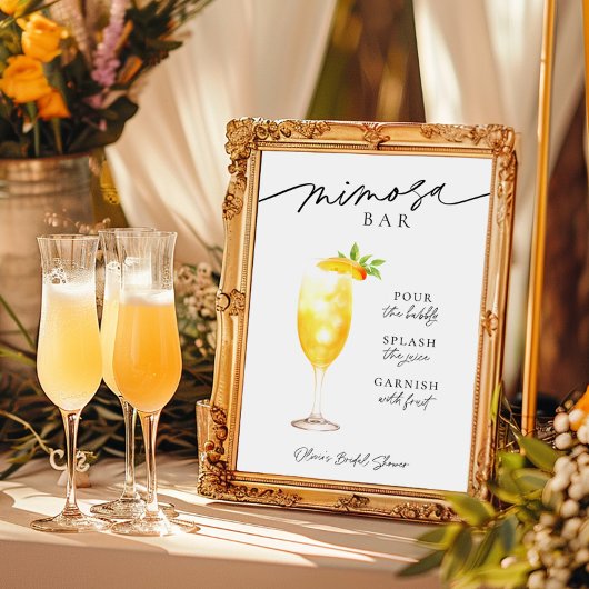 Mimosa Champagne Bar Drink Teken Poster