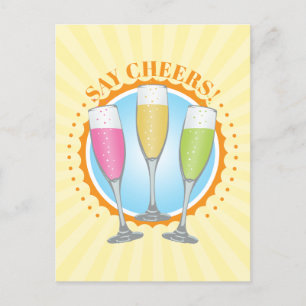 Mimosa Colorful Champagne Glasses Briefkaart