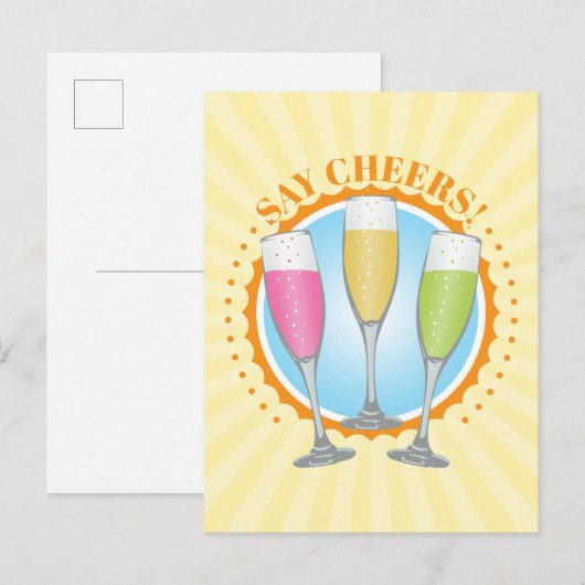 Mimosa Colorful Champagne Glasses Briefkaart (Voorkant / Achterkant)