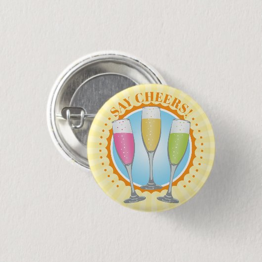 Mimosa Colorful Champagne Glasses Button (Voorkant /achterkant)