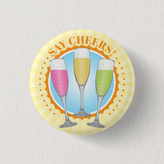 Mimosa Colorful Champagne Glasses Button (Voorkant)