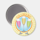 Mimosa Colorful Champagne Glasses Magnet (Voorkant / Achterkant)