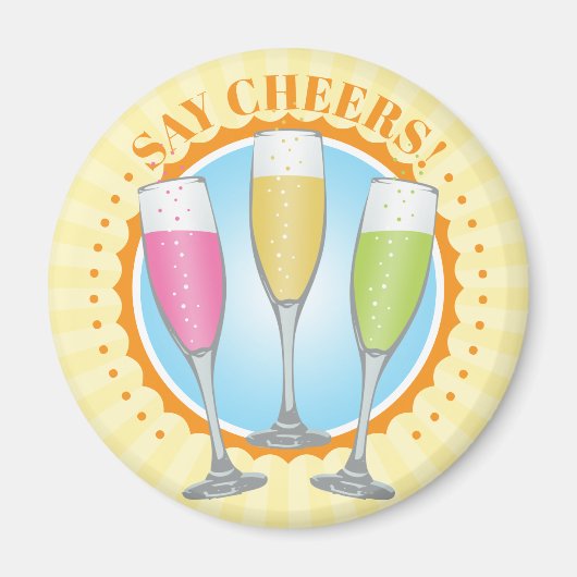 Mimosa Colorful Champagne Glasses Magnet (Voorkant)
