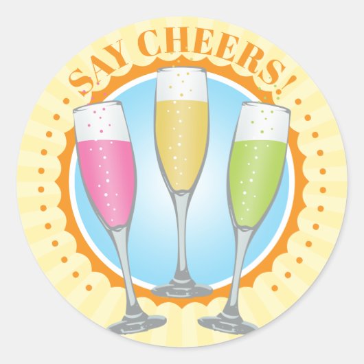 Mimosa Colorful Champagne Glasses Round Sticker (Voorkant)