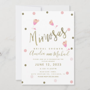Mimosa Confetti Roze Bridal Shower Kaart