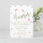 Mimosa Confetti Roze Bruiloftsuitnodiging Kaart (Staand voorkant)