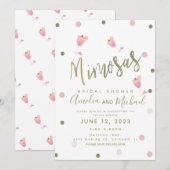 Mimosa Confetti Roze Bruiloftsuitnodiging Kaart (Voorkant / Achterkant)