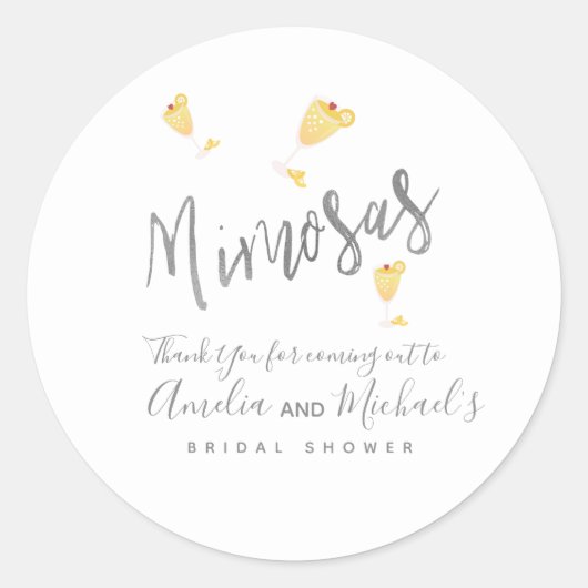 Mimosa Confetti Yellow Vrijgezellenfeest Bedankt Ronde Sticker (Voorkant)
