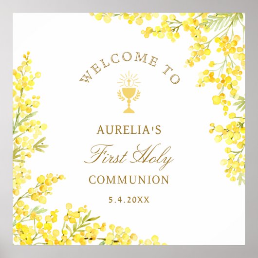 Mimosa Eerste Communie Welkom Poster (Voorkant)