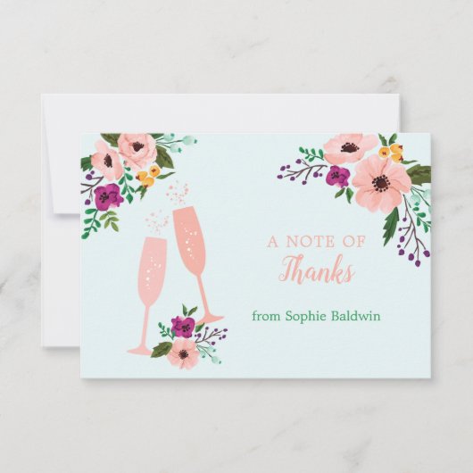 Mimosa en Bloemen Brunch en Bruisende Bruidsborrel Bedankkaart (Voorkant)