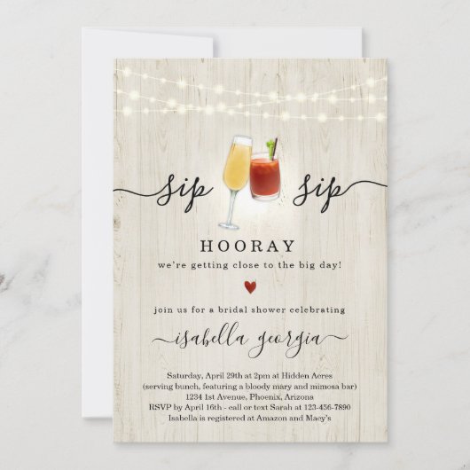 Mimosa en Bloody Mary bruids douche uitnodiging (Voorkant)