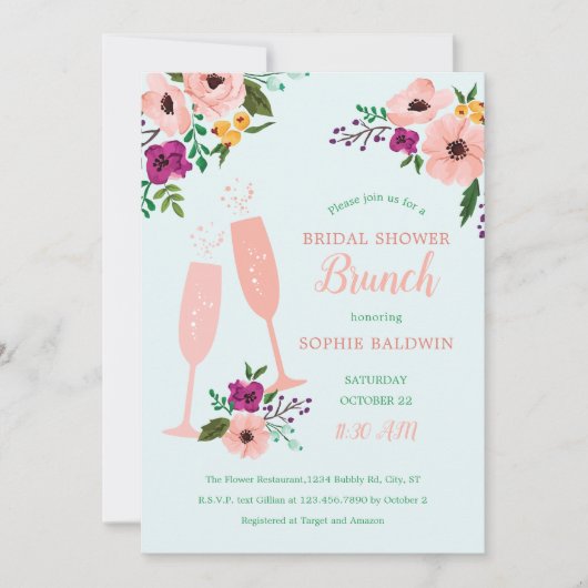 Mimosa en Flowers Brunch en Bubble Vrijgezellenfee Kaart (Voorkant)