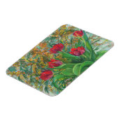 Mimosa en Tulpen, lentbloemen, houtverf Magneet (Linkerzijde)