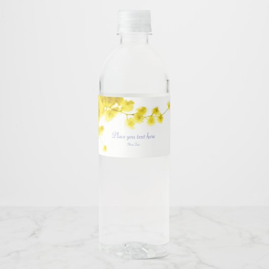 Mimosa Etiket op waterflesje (Voorkant)