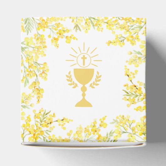 Mimosa First Communion Cube Bedankdoosjes (Bovenkant)