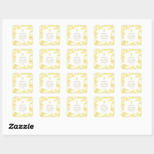 Mimosa First Communion Vierkante Sticker (Vel)