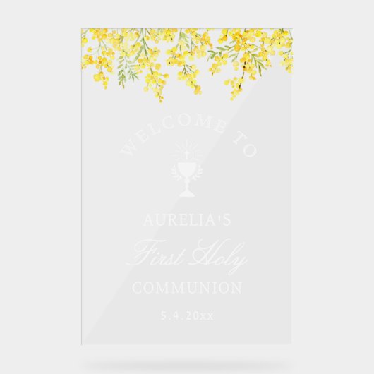 Mimosa First Communion Welcome Acryl Bord (Voorkant)
