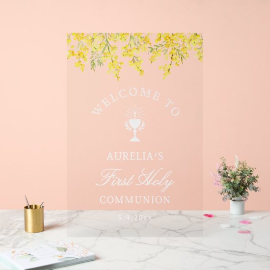 Mimosa First Communion Welcome Acryl Bord (Huwelijk)
