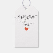 Mimosa flesje labels met een gekleurd hartritme cadeaulabel (Voorkant)