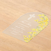 Mimosa Flowers Arch First Communion Acryl Uitnodigingen (Laagn)
